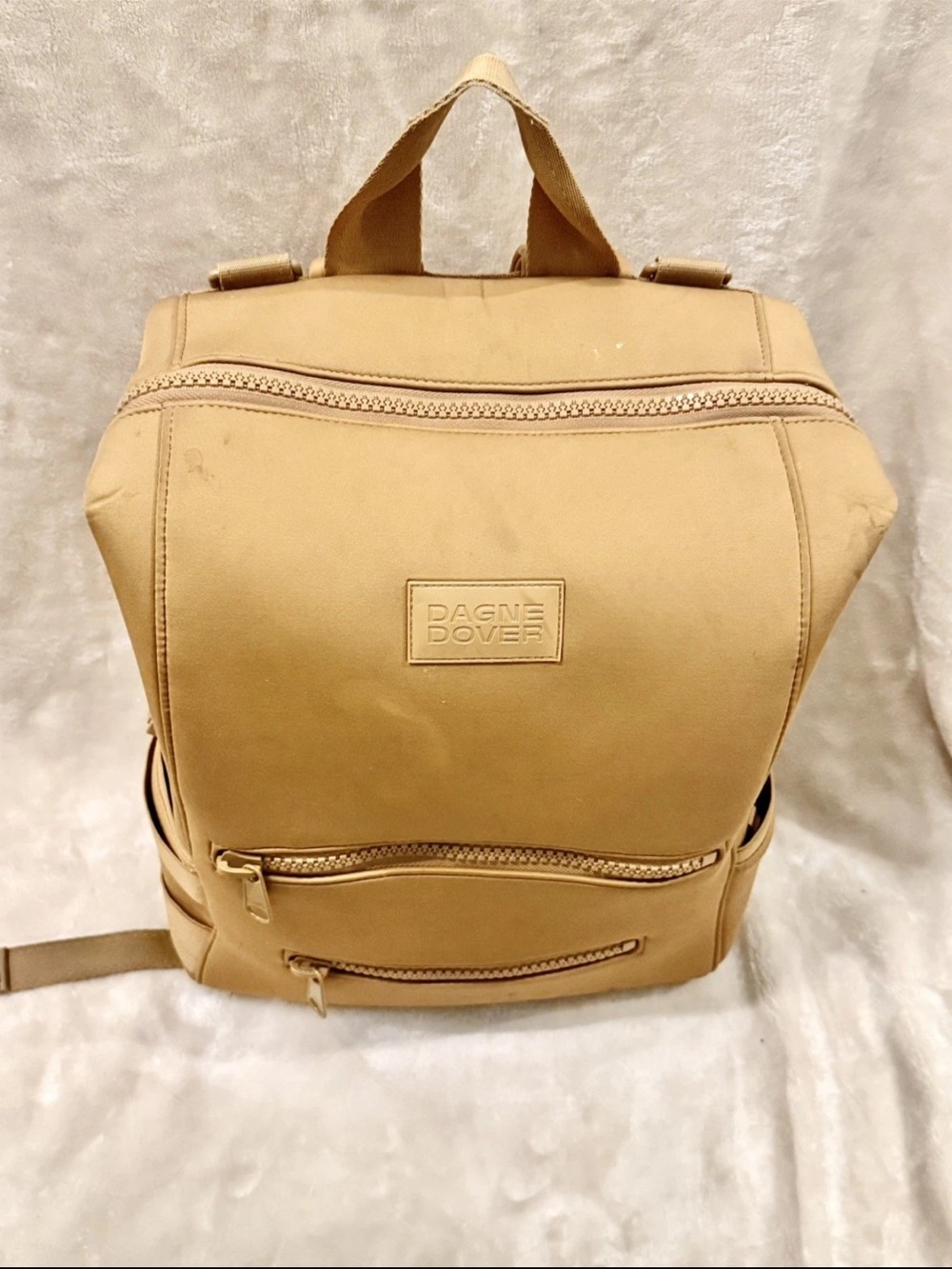 Dagne Dover Beige-Tan Diaper Bag Backpack with Front Zip Pockets *See All Photo*